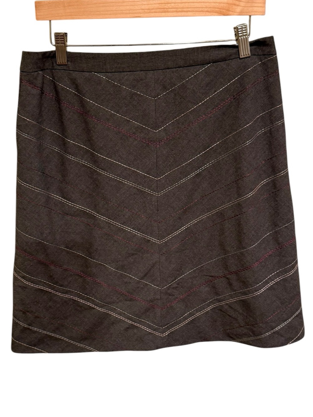Ann Taylor Black Mini Skirt with Chevron Stitch Detail